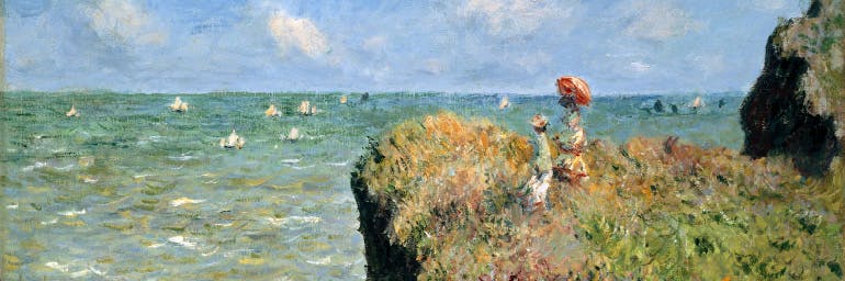 Cliff Walk at Pourville (detail), 1882. Claude Monet (French, 1840–1926). Oil on canvas; 66.4 x 82.4 cm. Mr. and Mrs. Lewis Larned Coburn Memorial Collection, 1933.443, The Art Institute of Chicago. Photography © The Art Institute of Chicago